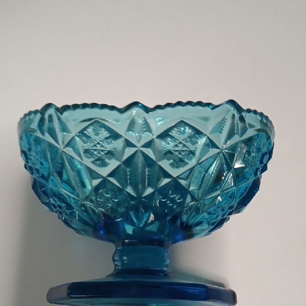 Vintage Blue Glass Candle Holder - Picture 5 of 6